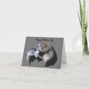 De Festividades Cartão do dia das mães com gato e gatinho sombra