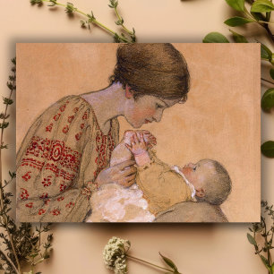 De Festividades Cartão do Dia das Mães Mãe e Bebê Antigo