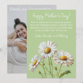 De Festividades Cartão do Dia das Mães Margaridas Verde Claro|1 Fo