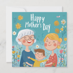 De Festividades Cartão do Dia das Mães Três Gerações