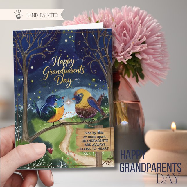 De Festividades Cartão do Dia dos Avós Sentimental com Pássaros Fo (Cute Birds Sentimental Grandparents Day Card)