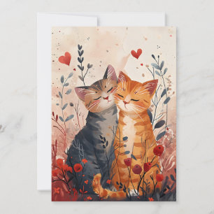De Festividades Cartão do Dia dos Namorados com Gatos Fofos