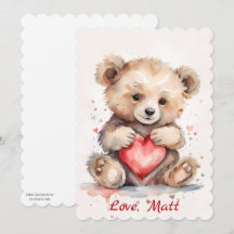 Cartão do Dia dos Namorados com Urso e texto perso