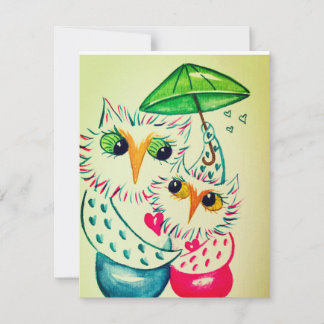 De Festividades Cartão do dia dos namorados, corujas aquarela