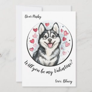 De Festividades Cartão do Dia dos Namorados personalizável Husky