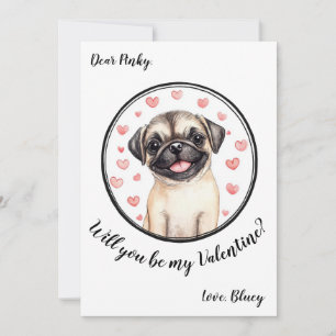 De Festividades Cartão do Dia dos Namorados personalizável Pug