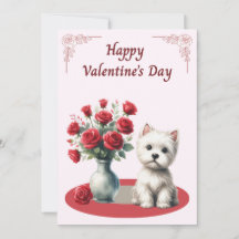 Cartão do Dia dos Namorados Westie com Rosas