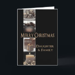 De Festividades Cartão do Feliz Natal da filha & da família<br><div class="desc">' Tis a estação a party e comemorar: Feliz Natal! Surpreenda seus mais próximo e mais caro, seus amigos, colegas de trabalho, vizinhos ou mesmo seu chefe com um cartão especial. Muito design diferente disponível: de um cartão moderno da fotografia da colagem, uns ornamento de mistura e umas paisagens do...</div>