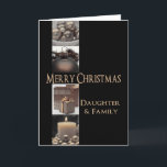 De Festividades Cartão do Feliz Natal da filha & da família<br><div class="desc">' Tis a estação a party e comemorar: Feliz Natal! Surpreenda seus mais próximo e mais caro, seus amigos, colegas de trabalho, vizinhos ou mesmo seu chefe com um cartão especial. Muito design diferente disponível: de um cartão moderno da fotografia da colagem, uns ornamento de mistura e umas paisagens do...</div>