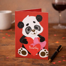 De Festividades Cartão do Namorados Vermelho Doce com Panda Design