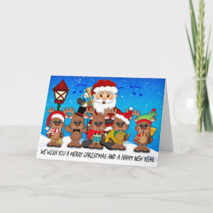 De Festividades Cartão do Natal do papai noel da banda filarmóni