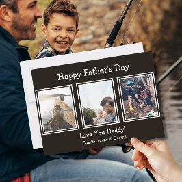 De Festividades Cartão do Papai com Foto Preto e Branco Moderno
