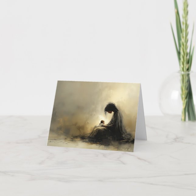 De Festividades Cartão Dobrado da Madonna e do Menino - Em Branco (Frente)