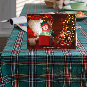 De Festividades Cartão Dobrável Pequenino Elfo Vê Papai Noel Féria