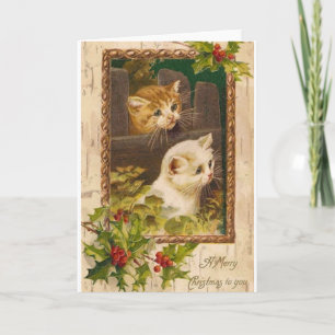 De Festividades Cartão dos gatos do natal vintage