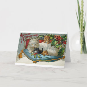 De Festividades Cartão dos gatos do natal vintage