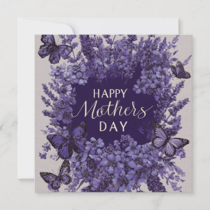 De Festividades Cartão Elegante do Dia das Mães com Lavanda Roxa