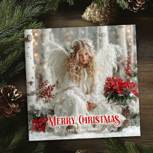 De Festividades Cartão elegante vintage anjo vermelho branco doura