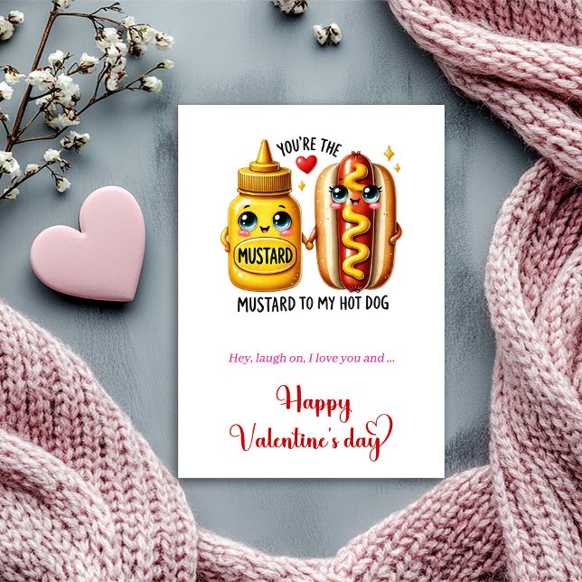 De Festividades Cartão Engraçado Você é a mostarda para o meu cach (Playful Valentine Card Funny Cartoon Fruit Quote)