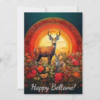 De Festividades Cartão Feliz Beltane Cervo e Lebre