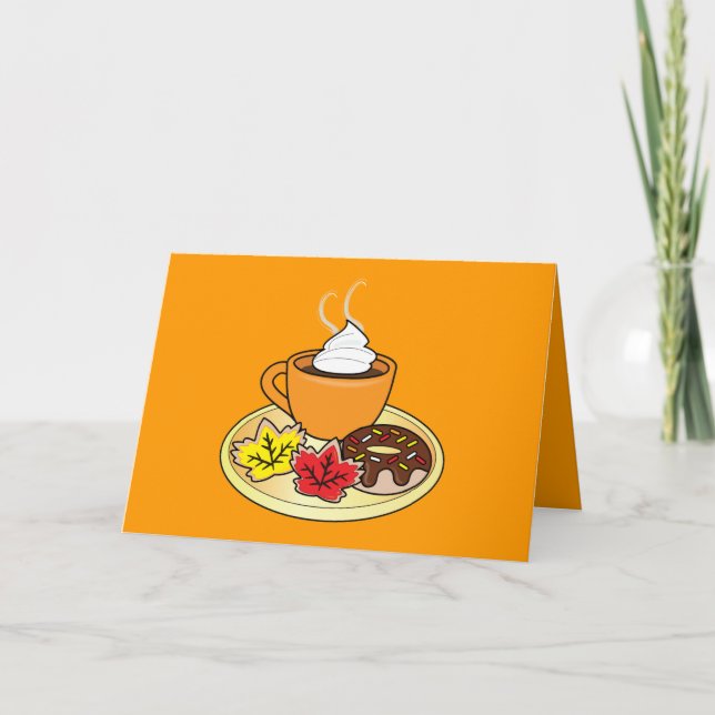 De Festividades Cartão feliz da queda com café e deleites da (Frente)
