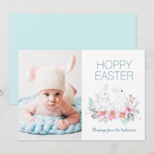 De Festividades Cartão Feriado Floral Hoppy Easter Bunnies 1