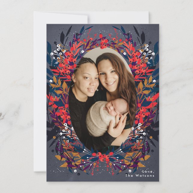 De Festividades Cartão Festivo Floral Berries Natal (Frente)