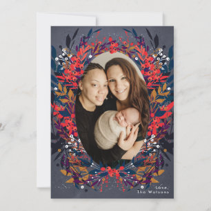 De Festividades Cartão Festivo Floral Berries Natal