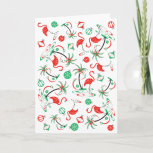 De Festividades Cartão Flamingo Multi-Saudações Red Christmas