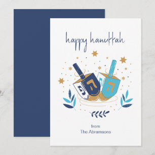 De Festividades Cartão Floral Dreidel Feliz Hanukkah (