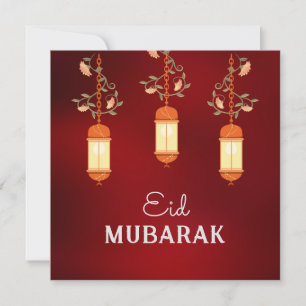 De Festividades Cartão Floral Lanterna Islâmica do Red Eid Mubarak