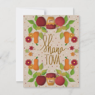 De Festividades Cartão Floral Rosh Hashana, 4.25" x 5.5", Papel Ma