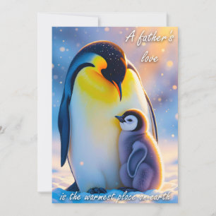 De Festividades Cartão Fofo do Pai Pinguim com Filhote para Papai