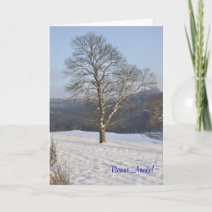 De Festividades cartão francês do ano novo da árvore do inverno