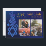 De Festividades Cartão Hannukah com Imagem Múltipla Azul Simples<br><div class="desc">Compartilhe várias memórias com este eterno,  simples cartão Hannukah!</div>