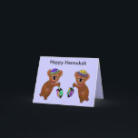 De Festividades Cartão Hannukah Driedel Koala<br><div class="desc">Ilustração gráfica de koalas brincando com driedels para Hannukah. Trabalho de arte por Magins Creations.</div>