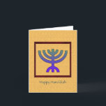 De Festividades Cartão Hanukkah Menorah Feliz<br><div class="desc">Um dentro de Menorah colorido chico,  um quadro vermelho sobre um fundo de amarelo escuro. Perfeito para enviar para sua família e amigos.</div>
