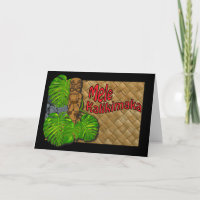 Cartão Hawaiian Tiki Lauhala Mele Kalikimaka
