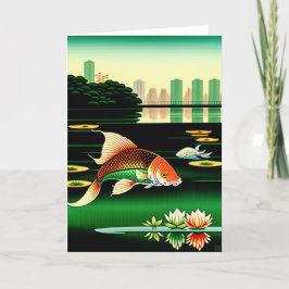 De Festividades Cartão Koi Pond Cingapura