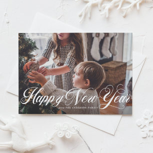 De Festividades Cartão liso da foto elegante do feliz ano novo do
