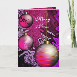 De Festividades Cartão Merry Xmas Ameixa Bolas Rosa