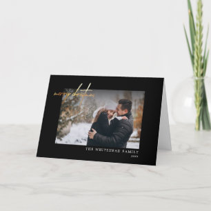 De Festividades Cartão Mínimo Preto Dourado para o Feliz Natal