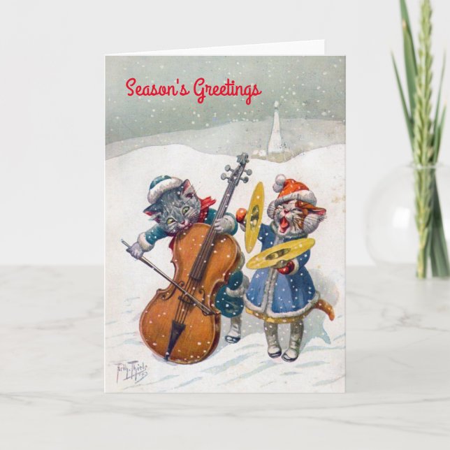 De Festividades Cartão natal vintage, Arthur Thiele Cats (Frente)