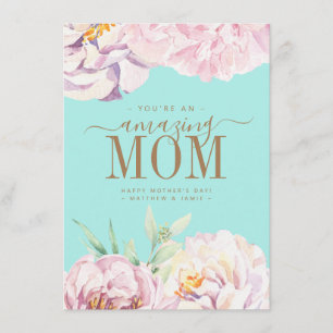 De Festividades Cartão Personalizado do Dia das Mães com Florais