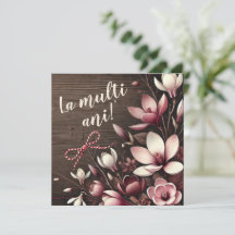 Cartão Personalizado "La Mulți Ani" Crocus Rústico