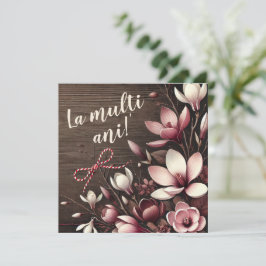 De Festividades Cartão Personalizado "La Mulți Ani" Crocus Rústico