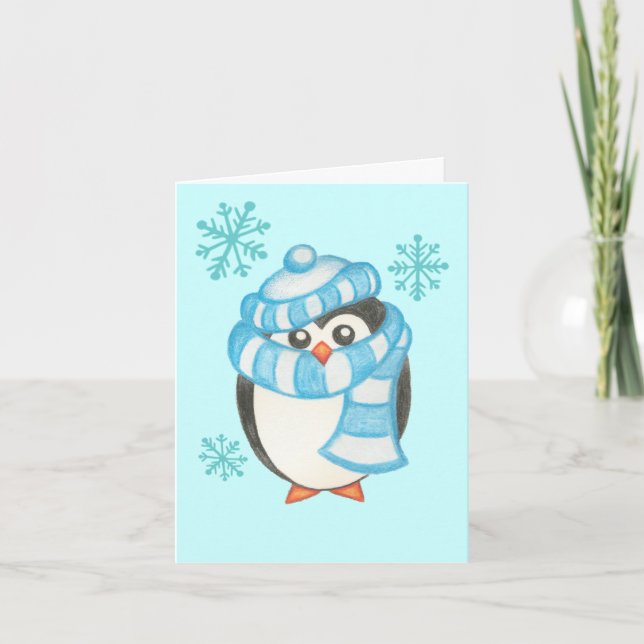 De Festividades Cartão Pinguim Natal (Frente)