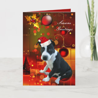 De Festividades Cartão Pitbull Cachorro Natal