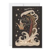 Cartão plano - Aquarius Celestial Zodiac Art
