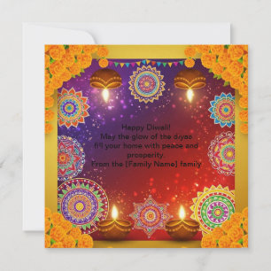 De Festividades Cartão Plano Elegante da Diwali Indiana com Rangol